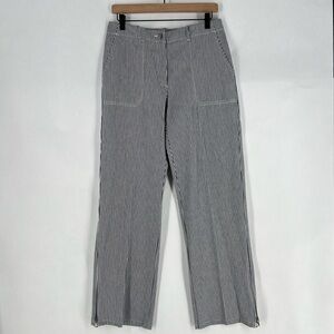 Norton Studio Twill‎ Navy White Railroad Striped Ankle Zip Straight Leg Pants 8